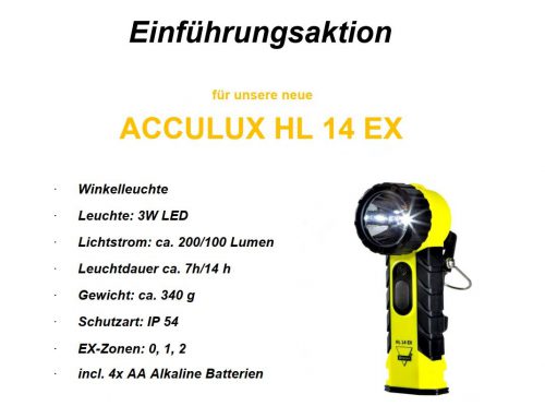 Einführungsaktion Winkelleuchte HL 14 EX
